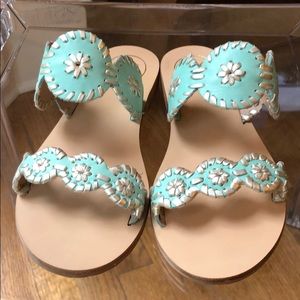 Jack Rogers Turquoise and Pewter Slides